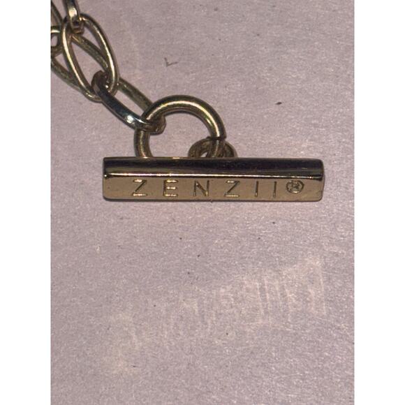 Zenzii Pendant Necklace Can be 12” or 21” Gold Tone Chain Clear Pendant - Picture 4 of 5